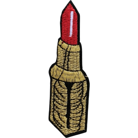 Lippenstift Goud strijk embleem - patch - patches - stof & strijk applicatie