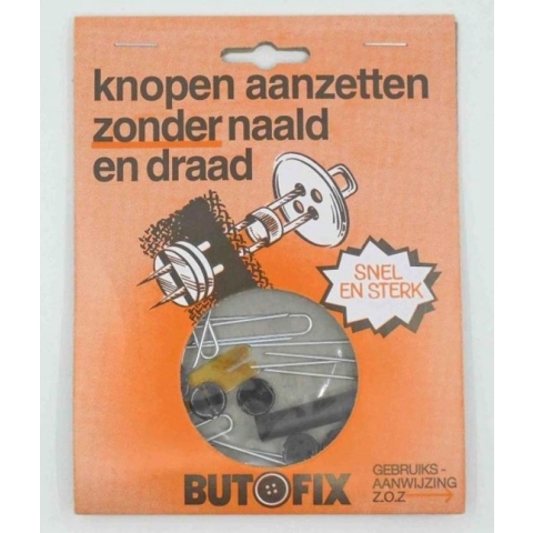 Butofix knopen aanzetten zonder naald en draad
