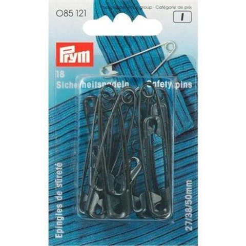 Prym Veiligheidsspelden Zwart 27/38/50 mm - 18 stuks