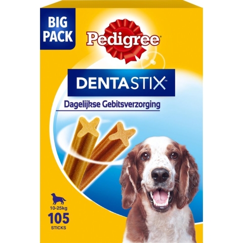 Pedigree Dentastix Kauwstaven - Gebitsverzorgende Hondensnacks - Medium - 105 stuks