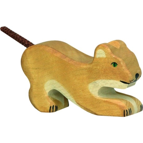 Holztiger - Houten Dieren - Leeuw spelend 8 cm