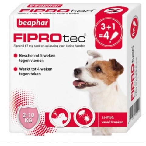 Beaphar Fiprotec Anti Teken- en Vlooiendruppels Hond 2 - 10 kg 4 stuks