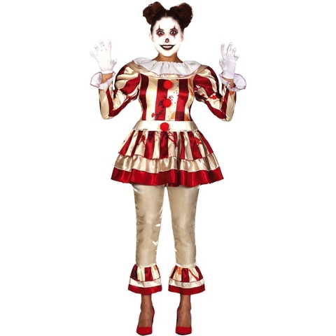 Fiestas Guirca - Striped Killer Clown dames (maat M)