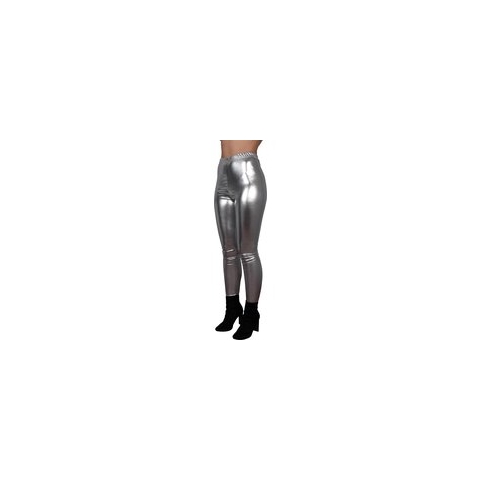 Glanzende legging - Zilver - Maat XXXL – Hoge sluiting - Disco