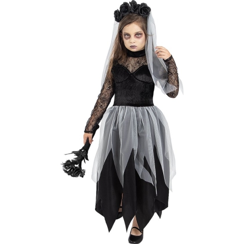 FUNIDELIA Spookbruidkostuum Voor voor meisjes - Maat: 122 - 134 cm - Zwart