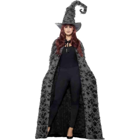 Deluxe Spellcaster Cape Grijs Distressed Unisex