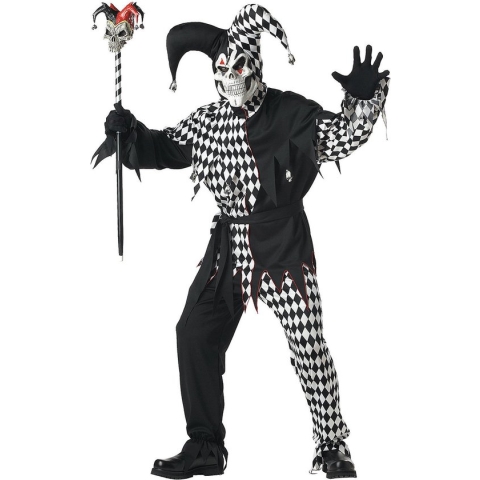 CALIFORNIA COSTUMES - Zwart en wit duister harlekijn kostuum voor mannen - S