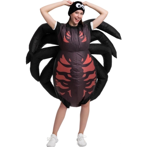 Halloween - Full body spider kostuum - Zelf Opblaasbaar - volwassenen