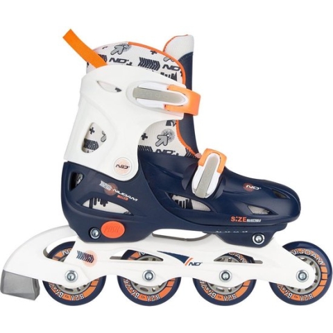 Nijdam Inlineskates Junior Verstelbaar - Hardboot - Marine/Wit/Oranje - 27-30