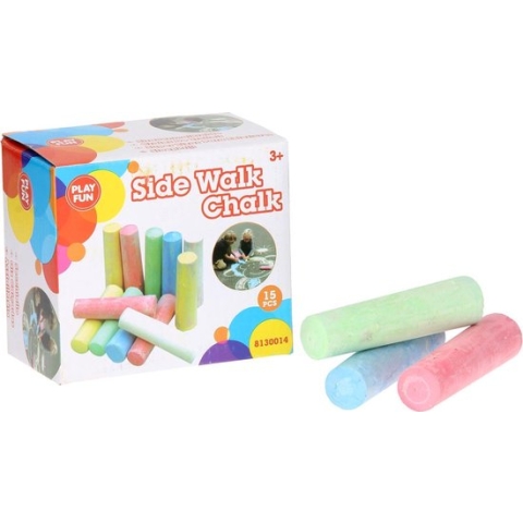 Playfun Stoepkrijt - inhoud 15 stuks diverse kleuren - vanaf 2 jaar