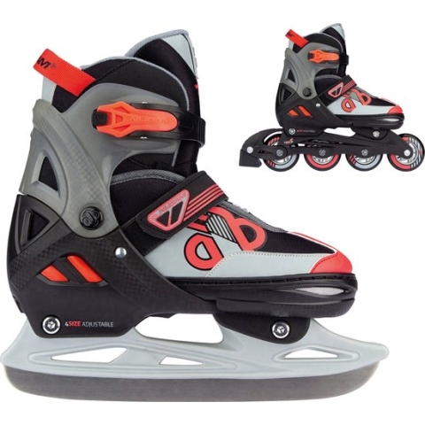 Nijdam Skates Combo Verstelbaar - Red Raider - Zwart/Rood/Grijs - Maat 33-36