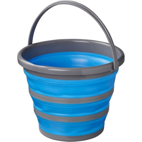 Opvouwbare/inklapbare emmer blauw/grijs - 10 liter - Vis emmers - Camping emmer - Outdoor accessoire - Strand emmers opvouwbaar