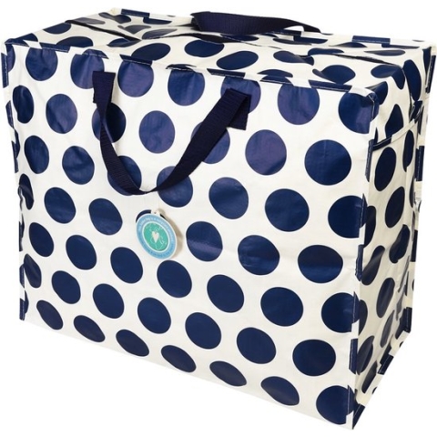 XXL tas / Jumbo shopper Spotlight navy on cream - Blauwe stip