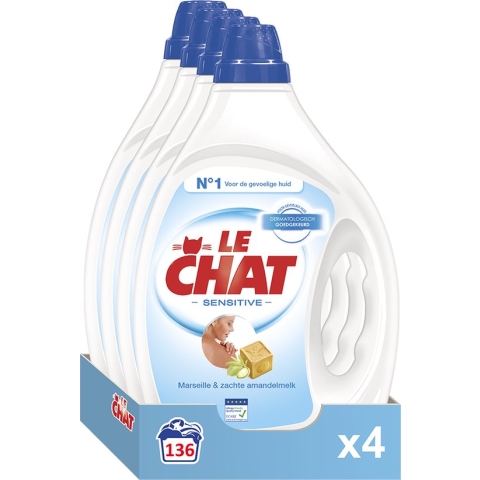 Le Chat Gel Sensitive - Vloeibaar Wasmiddel - Halfjaarbox - 136 wasbeurten