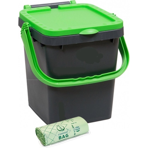 Ecoplus afvalbak 20 liter + rol Compostbags - afvalemmer - afvalscheiden GFT - sorteer afvalbak - sorteer bak
