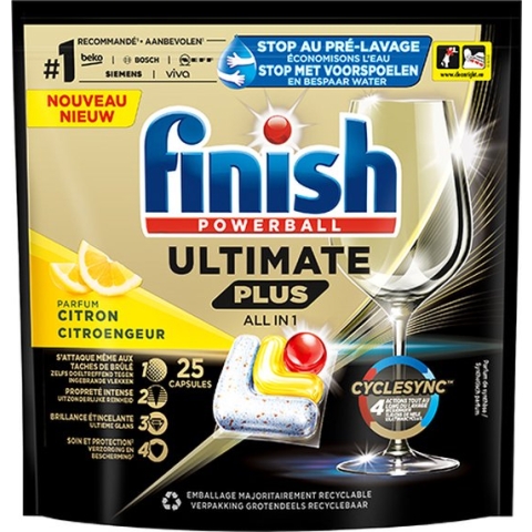 Finish Ultimate Plus All in One Citroen Vaatwastabletten - 25 Capsules