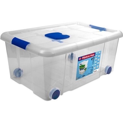 Opbergbox Op Wielen 36l Transparant Nr3met Sluitingen 59x40.5x25.7cm