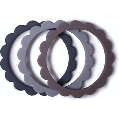 Mushie Siliconen Bijtringen mix 3pack - Bijtringen - Steel mix