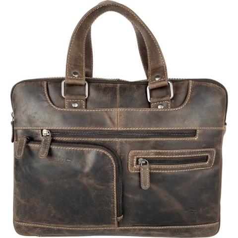 Laptoptas - Messenger Bag - 15.6 inch - Buffelleer - Leer - Donkerbruin - Arrigo - Tas