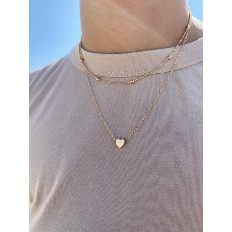 Joboly Multilayer hartjes coin hart ketting - Dames - Goudkleurig - 40-45 cm
