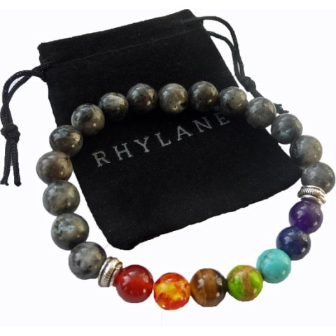 Rhylane - Chakra Kralen Armband - Labradoriet Natuursteen - 21 cm