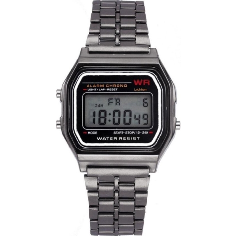 Digitaal Retro Horloge - Staal - Zwart - 22 mm