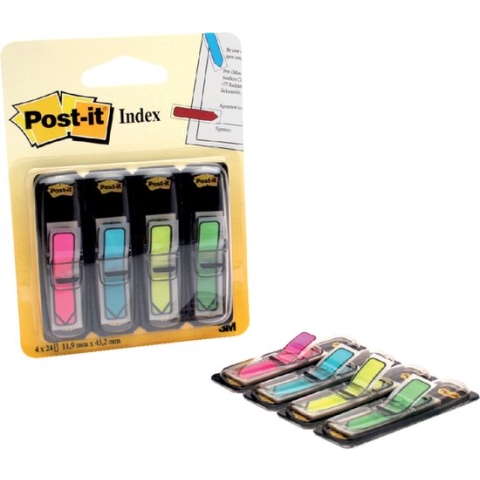 Indextabs 3M Post-it 684 12x43mm pijl neon assorti - 6 stuks - 6 stuks