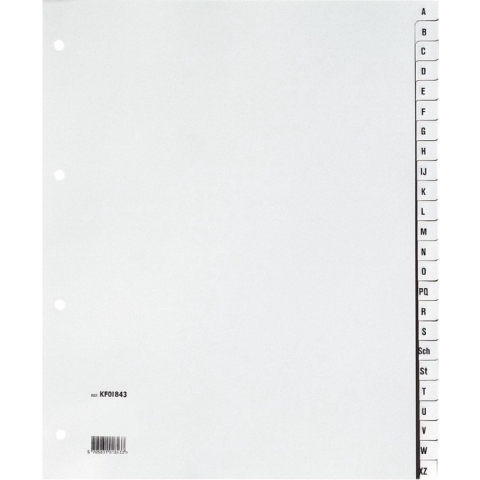 Q-CONNECT alfabetische tabbladen, A4, PP, 24 tabs, grijs