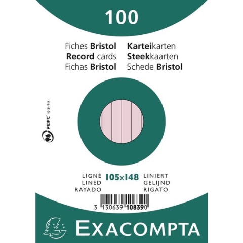 Exacompta systeemkaart gelinieerd - A6 - rood - 100 stuks.