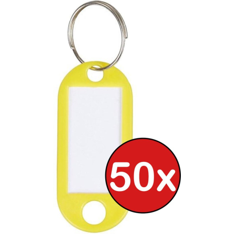 Sleutellabels Sleutelhanger Bagagelabel Sleutellabel Gekleurde Naamlabels Label - Geel - 50 PACK