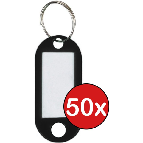 Sleutellabels Sleutelhanger Bagagelabel Sleutellabel Gekleurde Naamlabels Label - Zwart - 50 PACK
