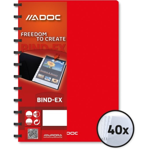 Adoc Bind-Ex A4 Standaard Showmap rood 40 hoezen doos van 5