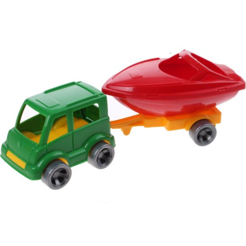 Wader Kids Cars Aanhanger Met Boot Groen/rood