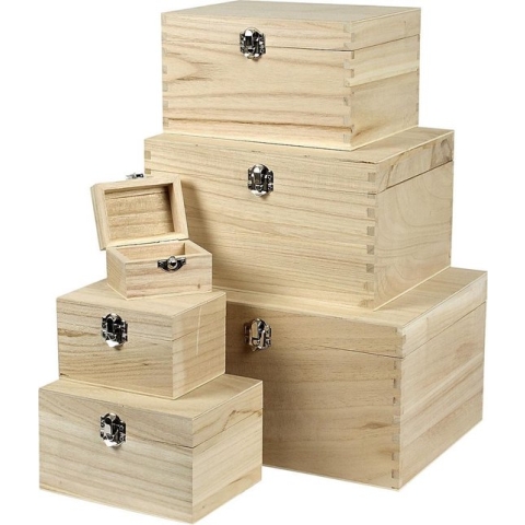 Creotime Set houten dozen, Keizerin boom, 6 assorti