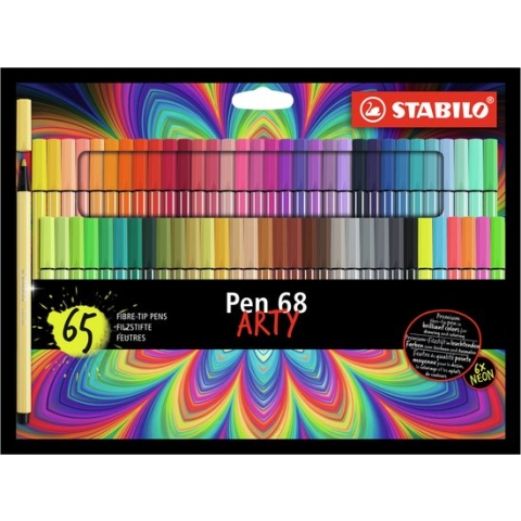 STABILO Pen 68 - Premium Viltstift - ARTY Etui Met 65 Kleuren