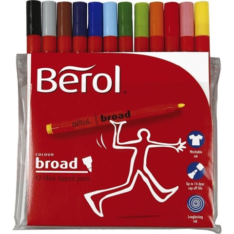 Berol stift lijndikte: 1 7 mm d: 10 mm diverse kleuren broad 12stuks