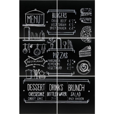 Securit  XL krijtbord 6 panelen van 40 x 40 cm