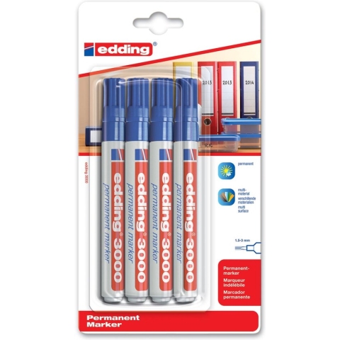Viltstift edding 3000 rond 1.5-3mm blauw - 10 stuks