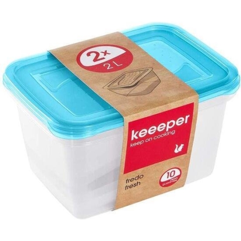 Keeeper Fredo Fresh - Vershouddoos / Vershouddozen - Transparent /blauw - Set van 2 stuks 2L