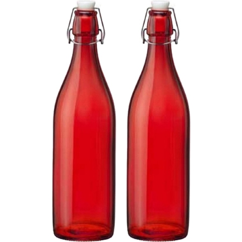 Cuisine Elegance set van 2x stuks weckflessen rood beugeldop glas van 1 liter
