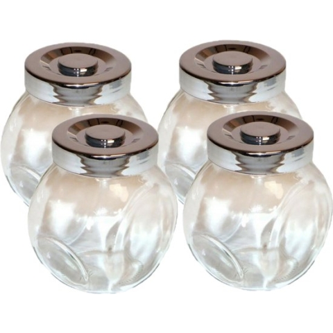 Concorde Kruidenpotjes - 4 stuks - transparant - glas - schroefdeksel - 150 ml
