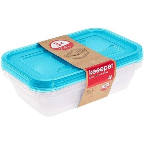 Keeeper Fredo Fresh - Vershouddoos / Vershouddozen - Transparent /blauw - Set van 3 stuks - 2.4L