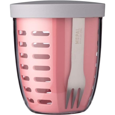 Mepal - Ellipse fruit & veggie pot - 600 ml - Incl. vorkje - Nordic pink