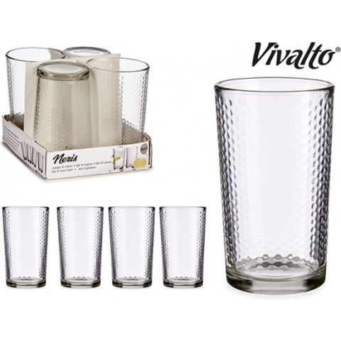 Voordeelset Glazenset Points Transparant 4 stuks 22cl + glazen karaf 1.2 liter met afsluiting
