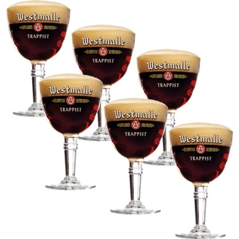 Westmalle Bierglazen op Voet 33cl set van 6 - Bier Glas 0,33 l - 330 ml