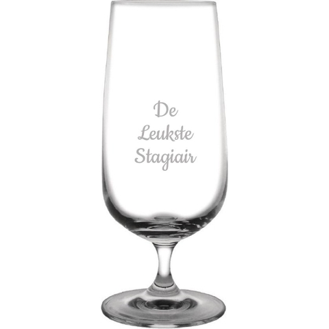 Gegraveerde bierglas op voet 41cl De Leukste Stagiair