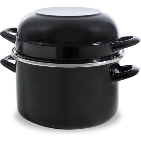 BK Fortalit mosselpan Ø 22 cm - zwart - emaille - inductie - PFAS-vrij