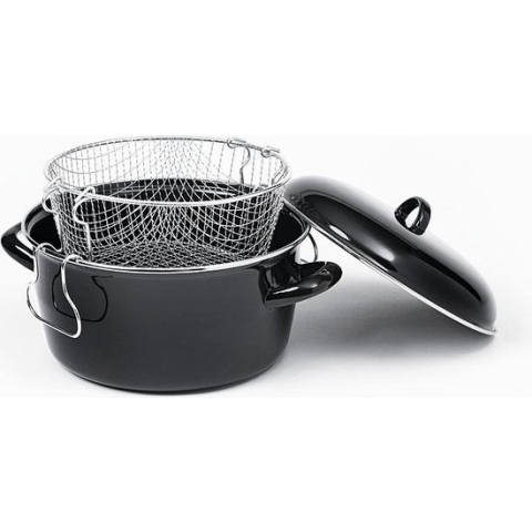 Frituurpan op Gas - Emaille - Zwart - 24cm