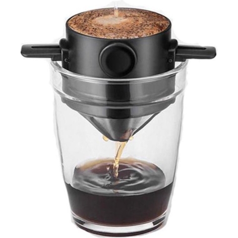 Repus - Koffie Filter To Go - Filterhouder - Thee - Zeef - Herbruikbaar - Duurzaam - Reizen - Kamperen - Kantoor - Thuis - Zwart