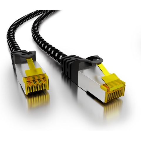 Cat 7 - F/FTP - Netwerkkabel - Patchkabel - Afgeschermd - Nylon braid mantel - 10 Gbps - 20 meter - Zwart - Allteq